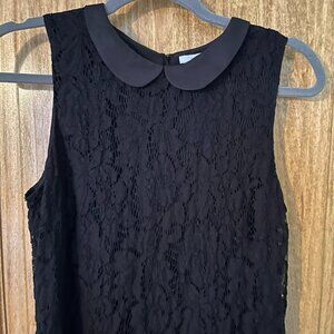 H&M Vintage Twee Dress | Black Lace Round Collar Sleeveless Mini Dress | Size 12